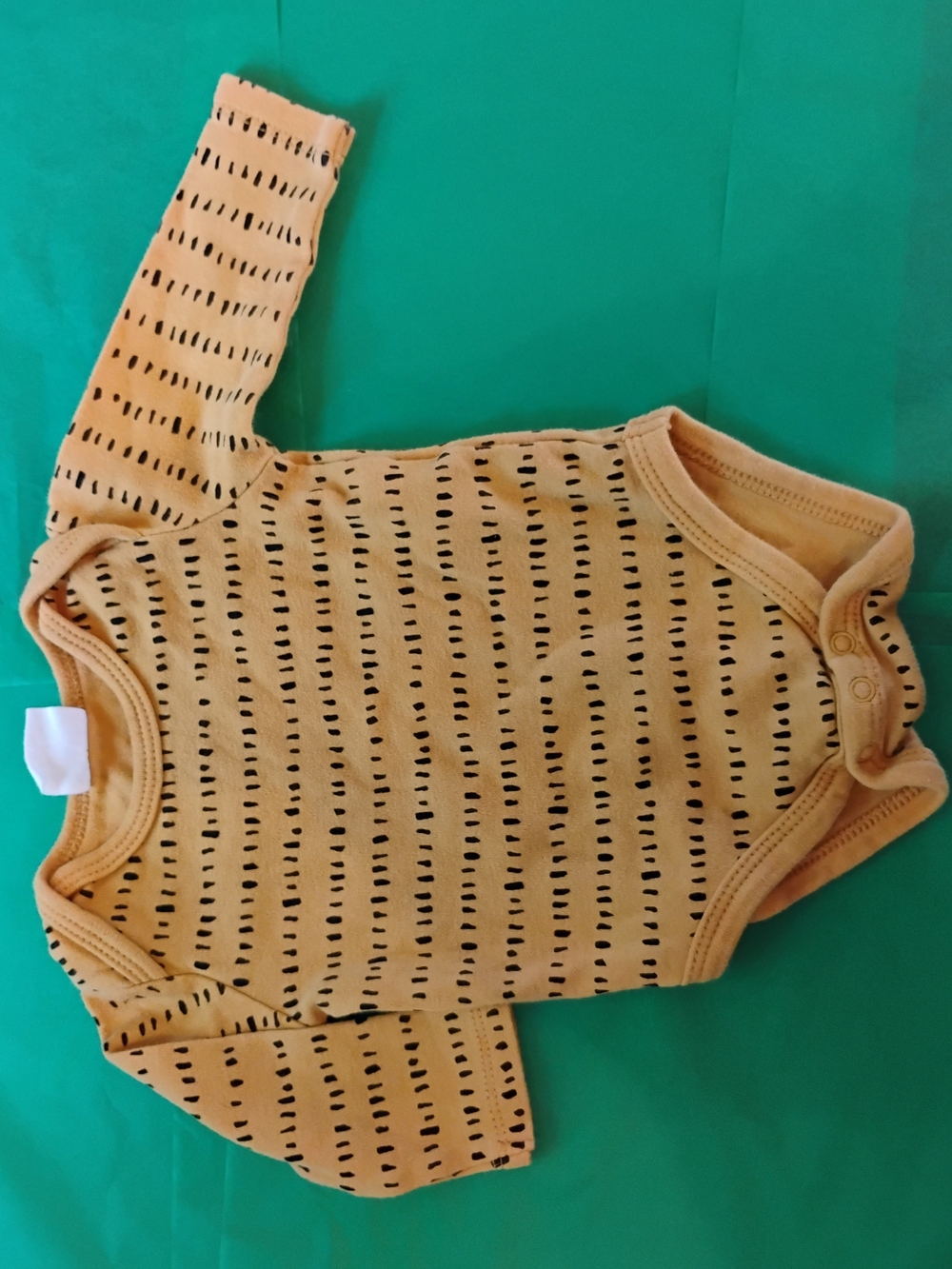Petit Lem Mustard Yellow Dash-Print Long Sleeve One-Piece
